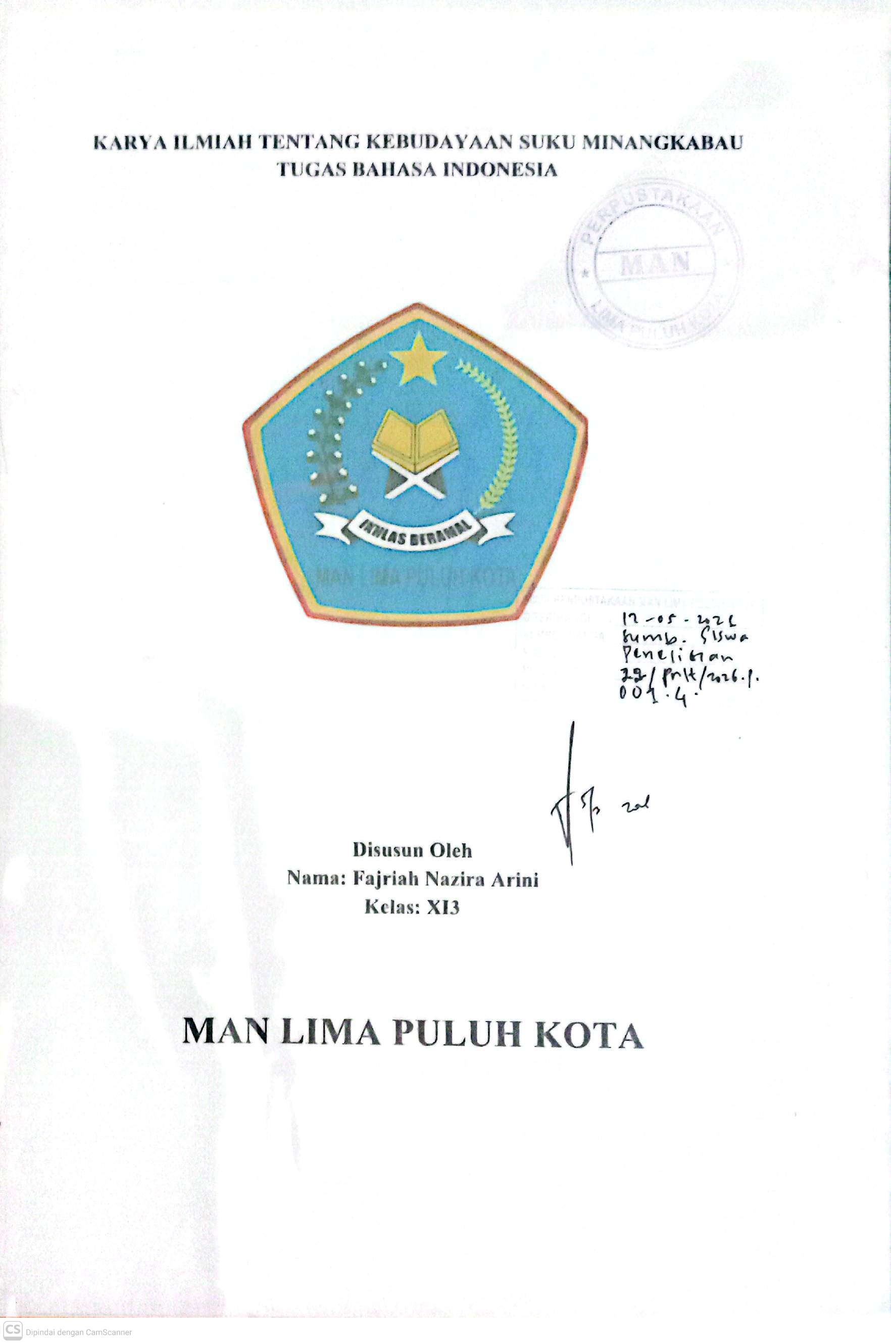 Karya Ilmiah tentang Kebudayaan  Suku Minangkabau